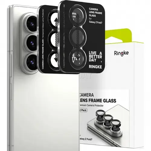 Folie de protectie Camera spate Ringke pentru Samsung Galaxy Z Fold7 F966, Sticla Securizata, Set 2 bucati, Neagra