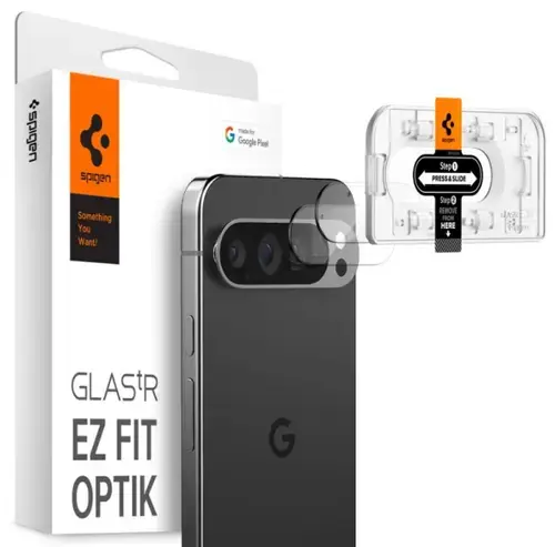 Folie de protectie Camera spate Spigen EZ FIT pentru Google Pixel 9 Pro, Sticla Securizata, Set 2 bucati