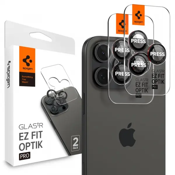 Folie de protectie Camera Spate Spigen GlastR EZ FIT Optik Pro pentru Apple iPhone 17 Pro Max, Sticla Securizata, Set 2 bucati, Rosie AGL05217