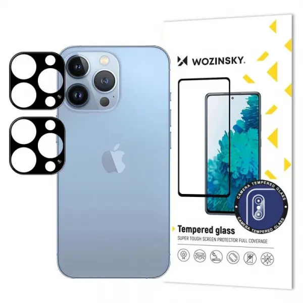 Folie de protectie Camera Spate WZK pentru Apple iPhone 17 Pro Max, Sticla Securizata, Set 2 bucati, Neagra
