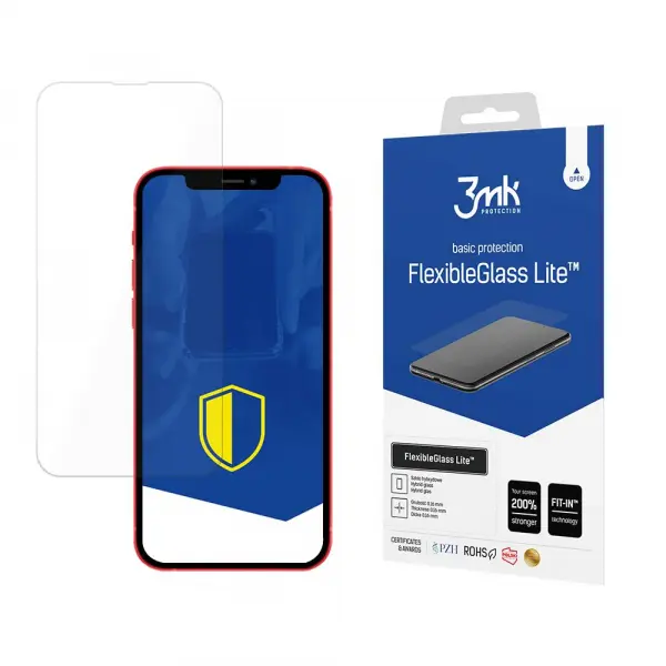 Folie de protectie Ecran 3MK FlexibleGlass Lite pentru Apple iPhone 17e / 16e / 14 / 13 Pro, Sticla Flexibila, Full Glue