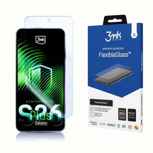 Folie de protectie Ecran 3MK FlexibleGlass pentru Samsung Galaxy S26 Plus, Sticla Flexibila, Full Glue, Transparenta