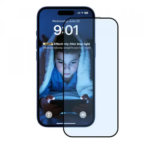 Folie de protectie Ecran Anti Blue Light Anank 5X Reinforced pentru Apple iPhone 17, Sticla Securizata, Full Glue, 2.5D