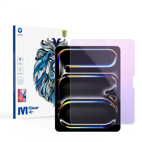 Folie de protectie Ecran Anti Blue Light Lito Classic pentru Apple iPad Pro 13 (2024), Sticla Securizata, Full Glue, 2.5D