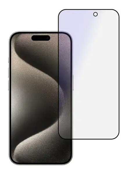 Folie de protectie Ecran Anti Blue Light OEM pentru Apple iPhone 16 Pro, Sticla Securizata, Full Glue, Neagra
