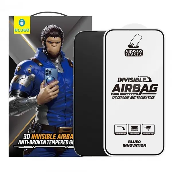 Folie de protectie Ecran Blueo Anti-Broken pentru Apple iPhone 17 Air, Sticla Securizata, Full Glue, Neagra