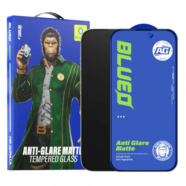 Folie de protectie Ecran Blueo Anti-Glare pentru Apple iPhone 16 / 15, Sticla Securizata, Full Glue, Neagra