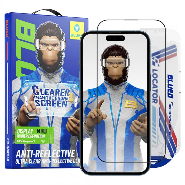 Folie de protectie Ecran Blueo Anti-Reflective HD Applicator Pro pentru Apple iPhone 16 Pro, Sticla Securizata, Full Glue, Neagra