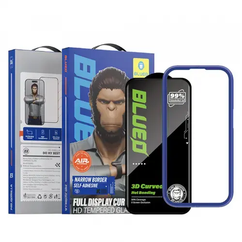 Folie de protectie Ecran Blueo HD pentru Apple iPhone 16 Pro, Sticla Securizata, Full Glue, 3D (Transparent/Negru)