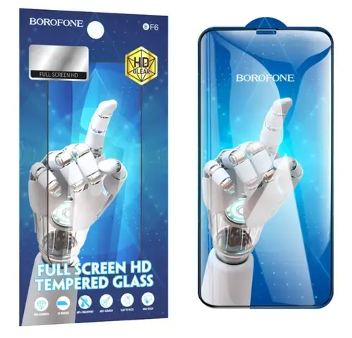 Folie de protectie Ecran Borofone BF6 Diamond Armor pentru Apple iPhone 14 / 13 Pro / 13, Sticla Securizata, Full Glue, Set 10 bucati, Neagra