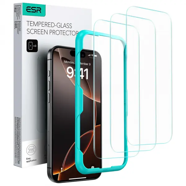 Folie de protectie Ecran ESR pentru Apple iPhone 17 Air, Sticla Securizata, Full Glue, Set 3 bucati