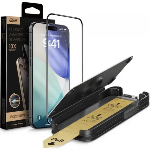 Folie de protectie Ecran ESR UltraFit Armorite Pro pentru Apple iPhone 17 Pro, Sticla Securizata, Full Glue