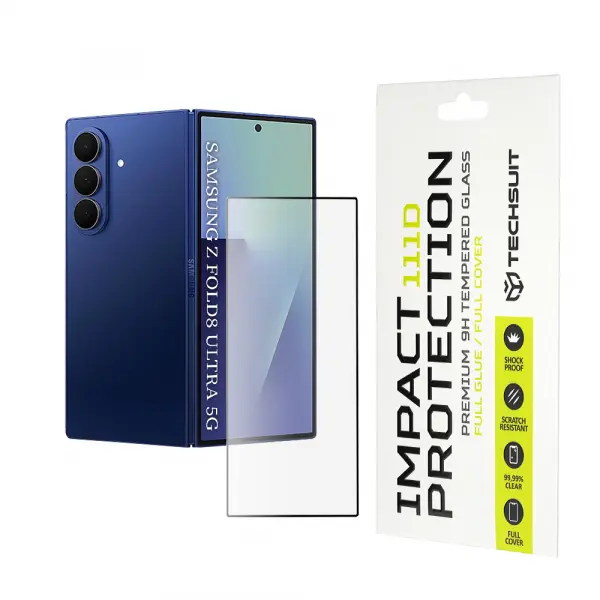 Folie de protectie Ecran Exterior Techsuit pentru Samsung Galaxy Z Fold8 Ultra F976, Sticla Securizata, Full Glue, 111D, Neagra