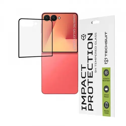 Folie de protectie Ecran Exterior Techsuit pentru Samsung Galaxy Z Flip7 F766, Sticla Securizata, Full Glue, 111D