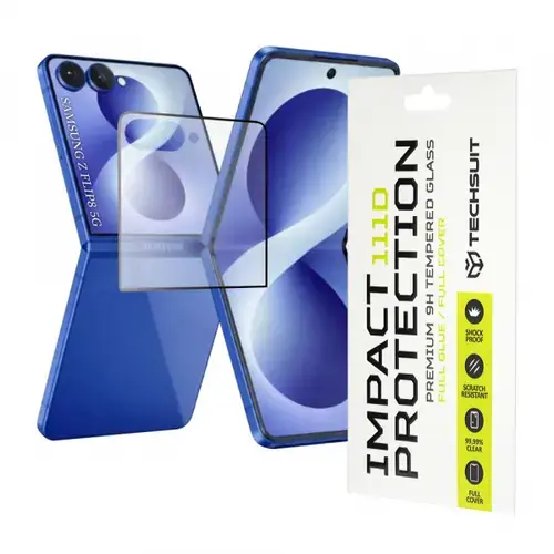 Folie de protectie Ecran Exterior Techsuit pentru Samsung Galaxy Z Flip8 F776, Sticla Securizata, Full Glue, 111D, Neagra