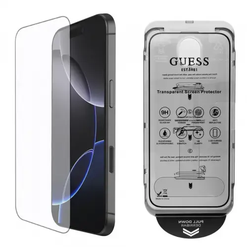 Folie de protectie Ecran Guess Classic Outline pentru Apple iPhone 16 Pro, Sticla Securizata, Full Glue, 2.5D