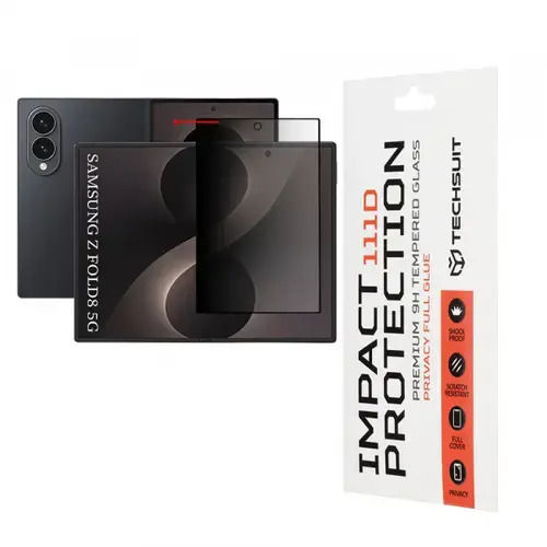 Folie de protectie Ecran Interior Privacy Techsuit pentru Samsung Galaxy Z Fold8 F976, Sticla Securizata, Full Glue, 111D