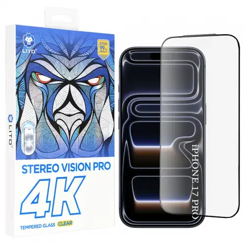 Folie de protectie Ecran Lito D+ Max 4K pentru Apple iPhone 17 Pro, Sticla Securizata, Full Glue