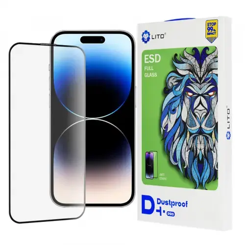 Folie de protectie Ecran Lito D+ Pro Dustproof pentru Apple iPhone 14 Pro, Sticla Securizata, Full Glue