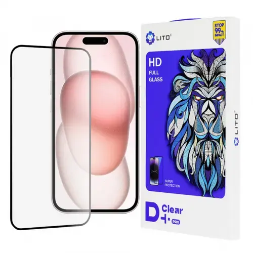 Folie de protectie Ecran Lito D+ Pro pentru Apple iPhone 15, Sticla Securizata, Full Glue