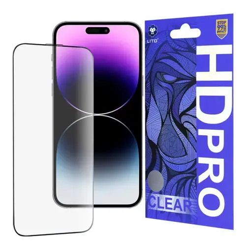 Folie de protectie Ecran Lito HD Pro Clear pentru Apple iPhone 14 Pro Max, Sticla Securizata, Full Glue