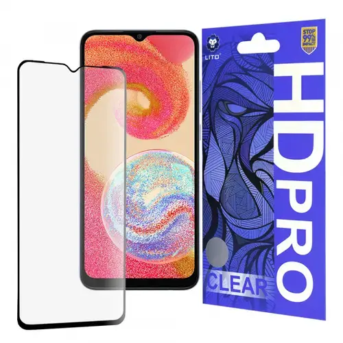 Folie de protectie Ecran Lito HD Pro Clear pentru Samsung Galaxy A04e A042 / M04 M045, Sticla Securizata, Full Glue
