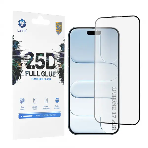 Folie de protectie Ecran Lito pentru Apple iPhone 17 Air, Sticla Securizata, Full Glue, 2.5D, Neagra