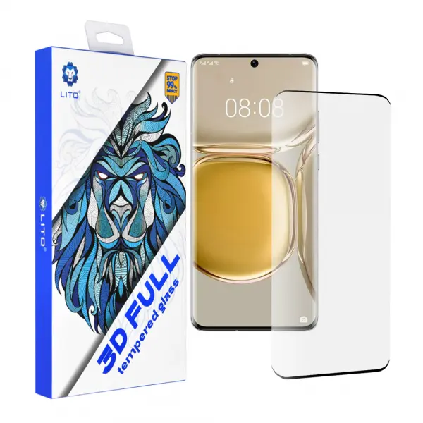 Folie de protectie Ecran Lito pentru Huawei P50 Pro, Sticla Securizata, Full Glue, 3D, Neagra