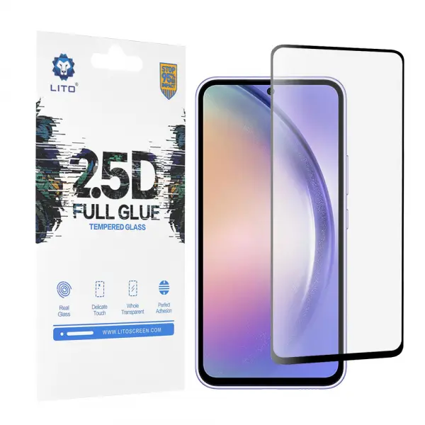 Folie de protectie Ecran Lito pentru Samsung Galaxy A54 A546, Sticla Securizata, Full Glue, 2.5D, Neagra