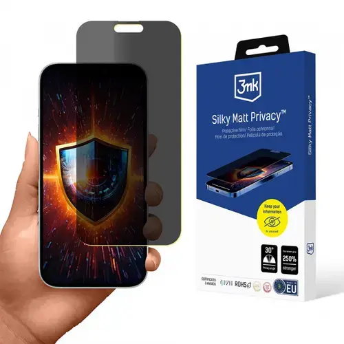 Folie de protectie Ecran Matte Privacy 3MK Silky pentru Apple iPhone 17 Pro