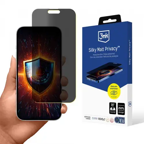 Folie de protectie Ecran Matte Privacy 3MK Silky pentru Apple iPhone 17, Plastic