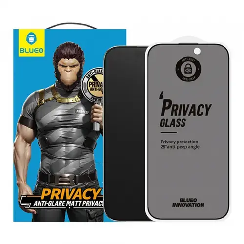 Folie de protectie Ecran Matte Privacy Blueo Anti-Peep pentru Apple iPhone 16 Plus / 15 Plus, Sticla Securizata, Full Glue