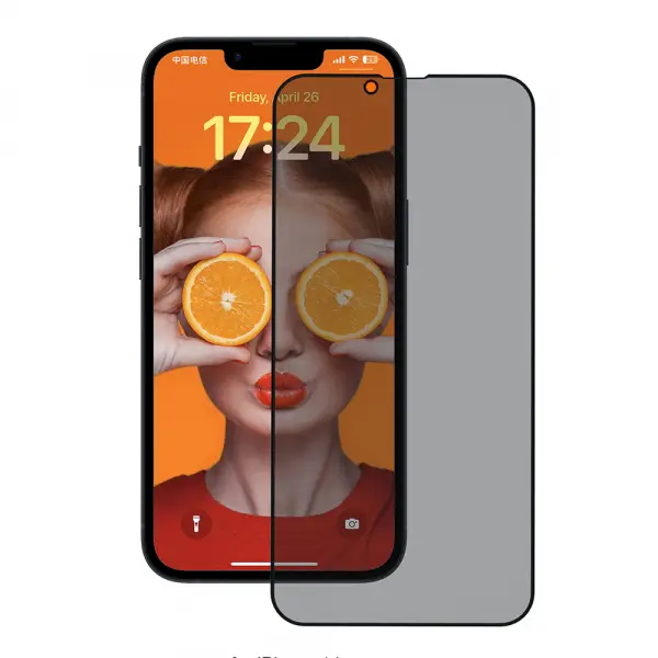 Folie de protectie Ecran Privacy Anank 3X Reinforced pentru Apple iPhone 17e / 16e / 14 / 13 Pro, Sticla Securizata, Full Glue, 2.5D