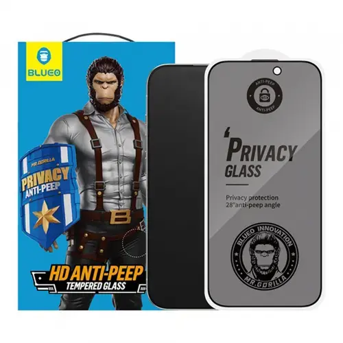 Folie de protectie Ecran Privacy Blueo Anti-Peep Applicator Pro pentru Apple iPhone Air, Sticla Securizata, Full Glue