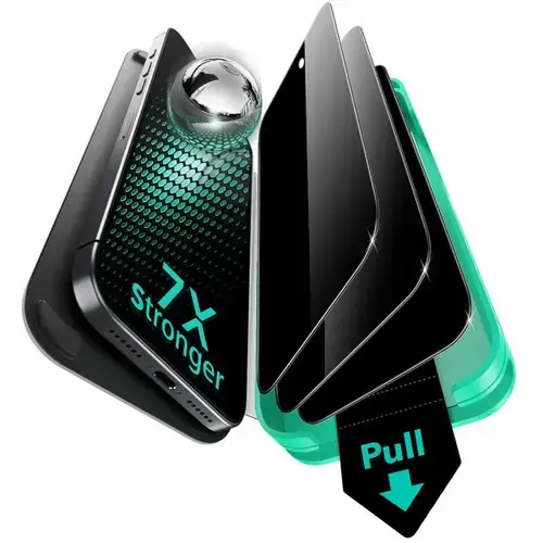 Folie de protectie Ecran Privacy ESR Armorite UltraFit pentru Apple iPhone 17 Pro, Sticla Securizata, Full Glue, Set 3 bucati