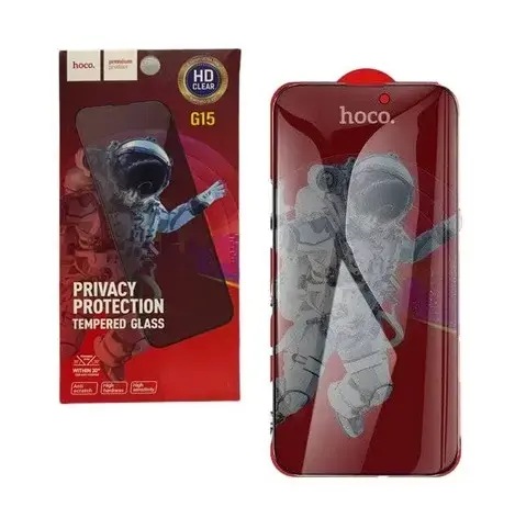 Folie de protectie Ecran Privacy HOCO G15 pentru Apple iPhone 15 Pro Max, Sticla Securizata, Full Glue, 5D