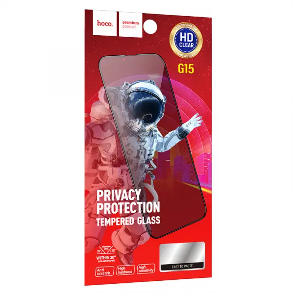 Folie de protectie Ecran Privacy HOCO G15 pentru Apple iPhone 14 Plus / 13 Pro Max, Sticla Securizata, Full Glue, 5D