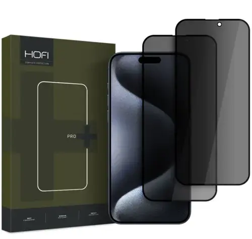 Folie de protectie Ecran Privacy HOFI Glass PRO+ pentru Apple iPhone 16, Sticla Securizata, Full Glue, Set 2 bucati, 2.5D
