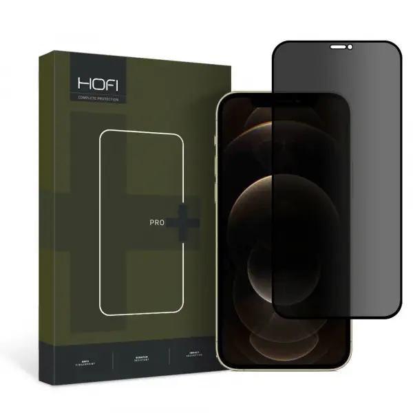 Folie de protectie Ecran Privacy HOFI PRO+ pentru Apple iPhone 12 / 12 Pro, Sticla Securizata, Full Glue