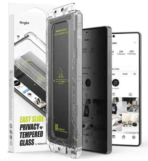 Folie de protectie Ecran Privacy Ringke Easy Slide pentru Samsung Galaxy S25 Ultra S938, Sticla Securizata, Full Glue, Set 2 bucati