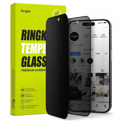 Folie de protectie Ecran Privacy Ringke pentru Apple iPhone 15 Pro, Sticla Securizata, Full Glue