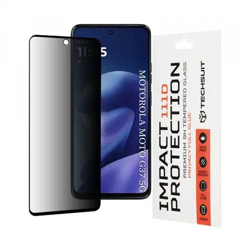 Folie de protectie Ecran Privacy Techsuit pentru Motorola Moto G47 / G37 Power / G37, Sticla Securizata, Full Glue, 111D