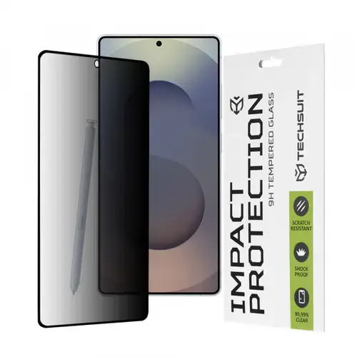 Folie de protectie Ecran Privacy Techsuit pentru Samsung Galaxy S25 Ultra S938, Sticla Securizata, Full Glue, 111D