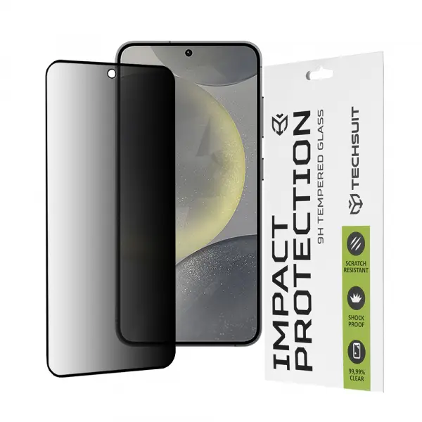Folie de protectie Ecran Privacy Techsuit pentru Samsung Galaxy S25 S931 / S24 S921, Sticla Securizata, Full Glue, 111D