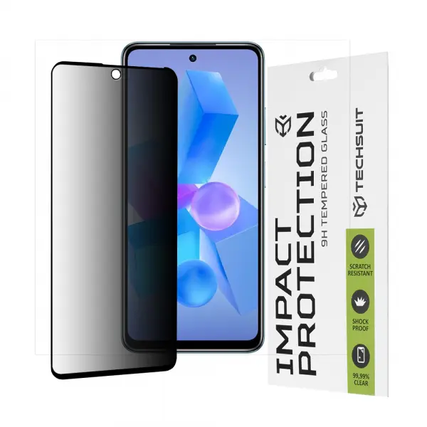 Folie de protectie Ecran Privacy Techsuit pentru Tecno Spark 20 Pro / Pova 5 Pro / Hot 40 / Hot 40 Pro, Sticla Securizata, Full Glue, 111D