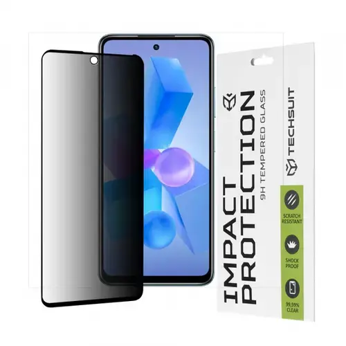 Folie de protectie Ecran Privacy Techsuit pentru Tecno Spark 20 Pro / Pova 5 Pro / Hot 40 / Hot 40 Pro, Sticla Securizata, Full Glue, 111D