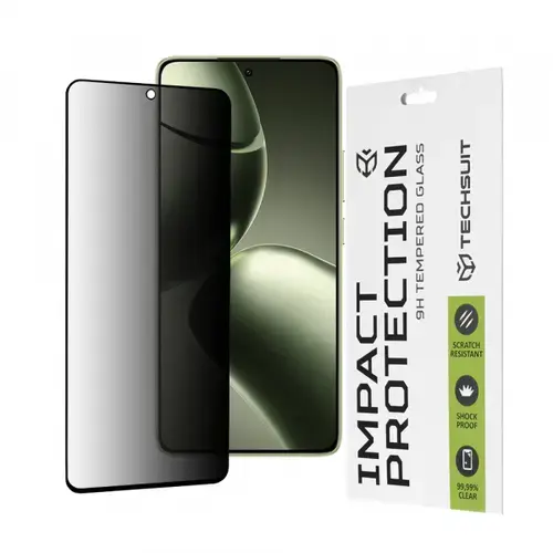 Folie de protectie Ecran Privacy Techsuit pentru Xiaomi 14T Pro / 14T, Sticla Securizata, Full Glue, 111D, Neagra