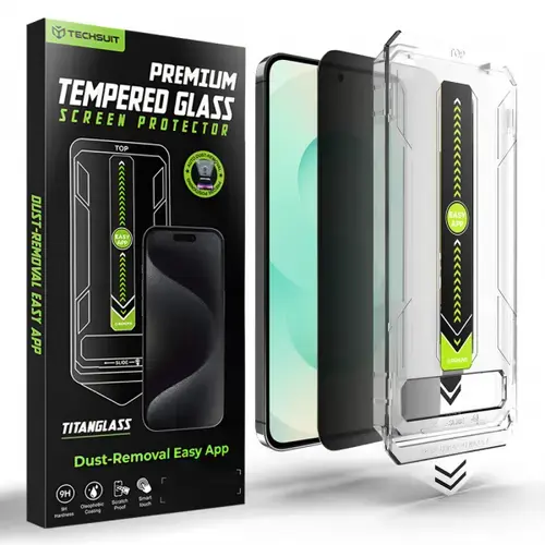 Folie de protectie Ecran Privacy Techsuit TitanGlass CrystalHD pentru Samsung Galaxy S26 Plus, Sticla Securizata, Full Glue