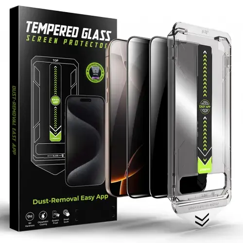 Folie de protectie Ecran Privacy Techsuit TitanGlass pentru Apple iPhone 16 Pro Max, Sticla Securizata, Full Glue, Set 2 bucati
