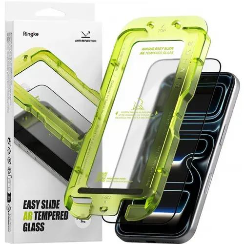 Folie de protectie Ecran Ringke Easy Slide AR pentru Apple iPhone 17 Pro, Sticla Securizata, Full Glue, Set 2 bucati, 2.5D, Neagra